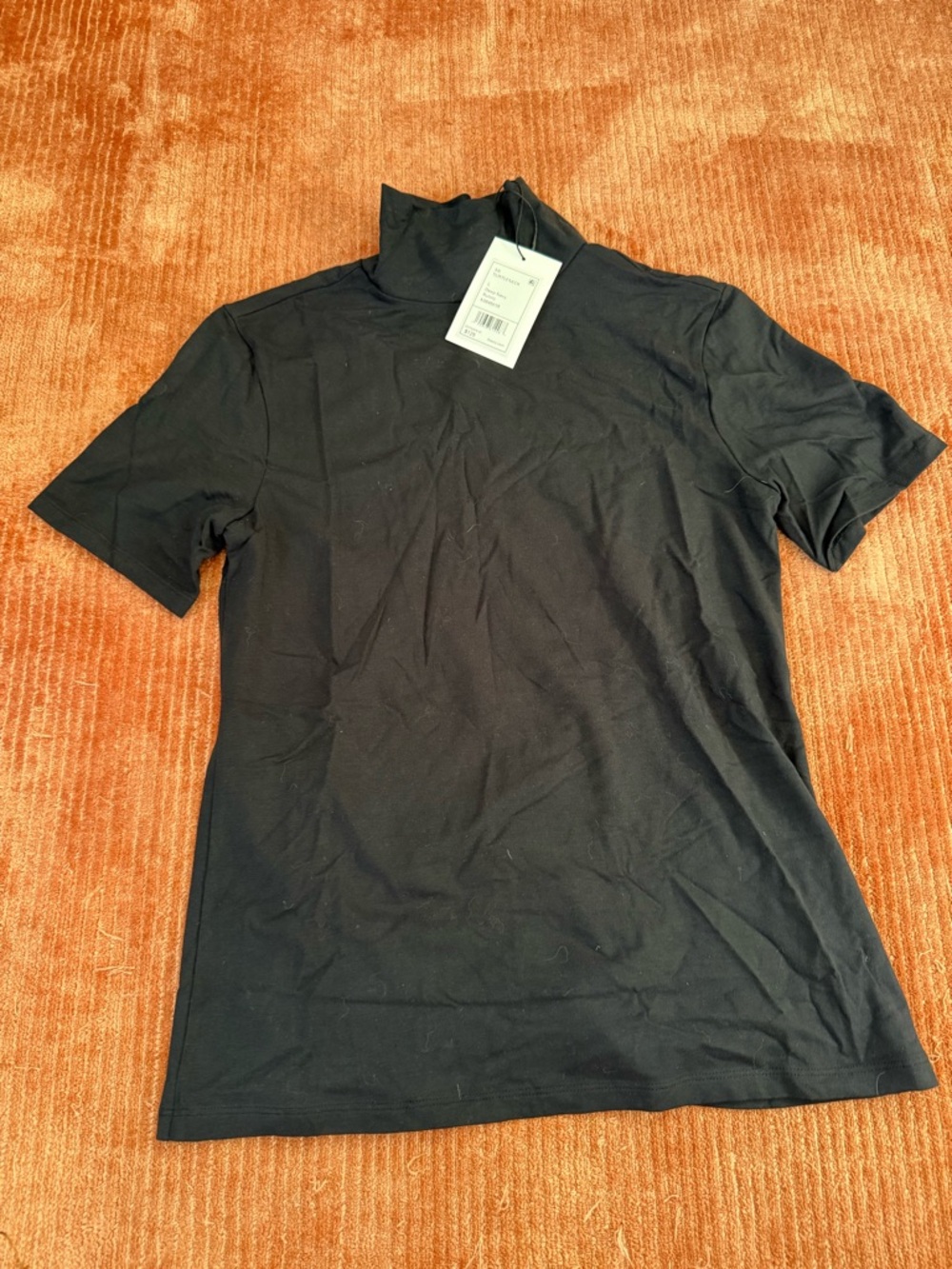 Black Short-Sleeve Turtleneck Shirt